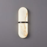Modern Alabaster Pill Shape Wall Sconce LED Indoor Light Fixture with Natural Stone Shade
