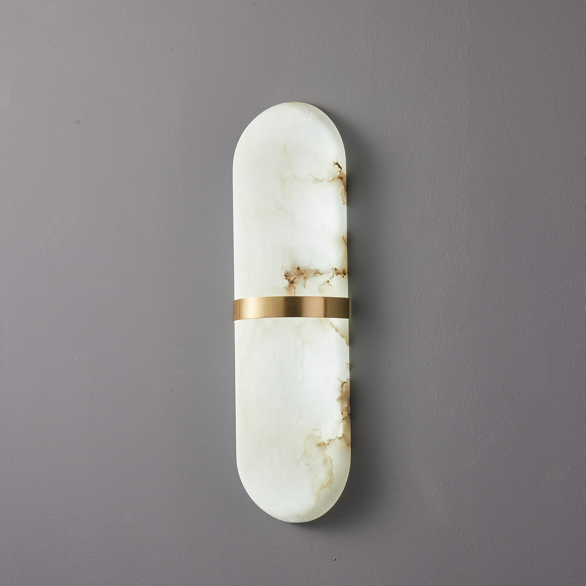 Modern Alabaster Pill Shape Wall Sconce LED Indoor Light Fixture with Natural Stone Shade