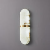 Modern Alabaster Pill Shape Wall Sconce LED Indoor Light Fixture with Natural Stone Shade