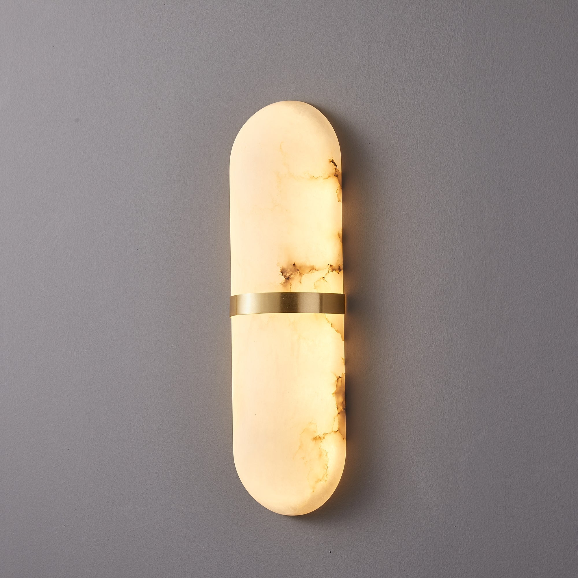 Modern Alabaster Pill Shape Wall Sconce LED Indoor Light Fixture with Natural Stone Shade
