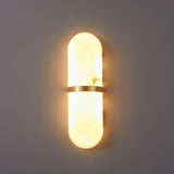 Modern Alabaster Pill Shape Wall Sconce LED Indoor Light Fixture with Natural Stone Shade