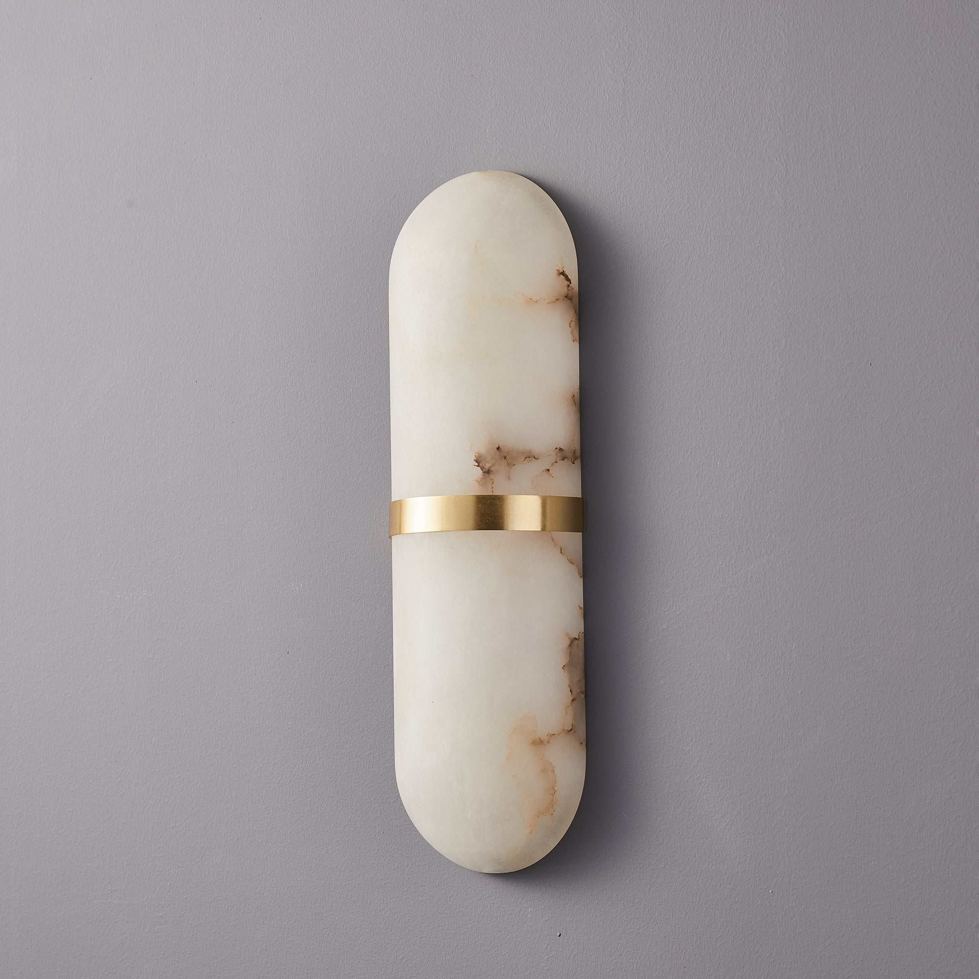 Modern Alabaster Pill Shape Wall Sconce LED Indoor Light Fixture with Natural Stone Shade