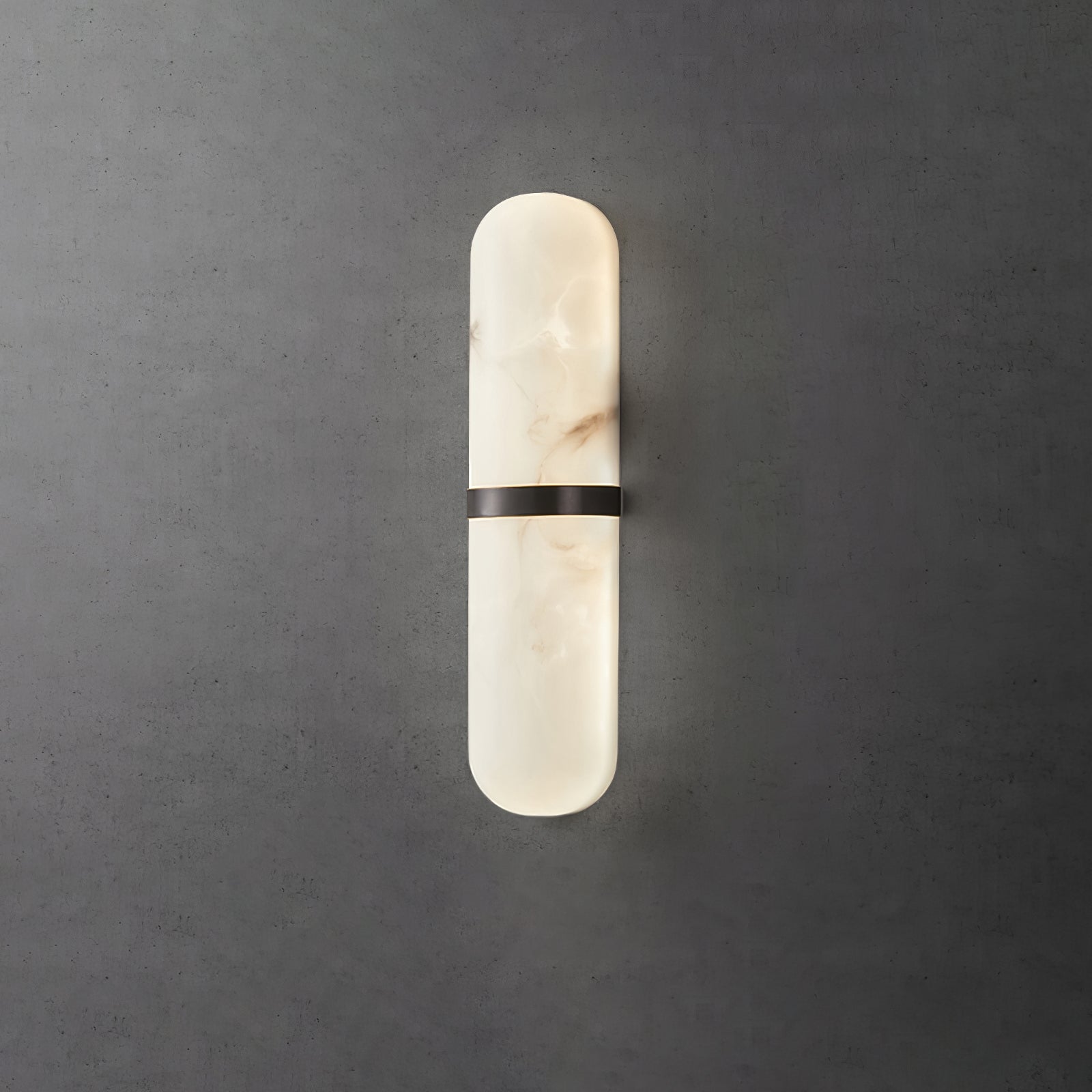 Modern Alabaster Pill Shape Wall Sconce LED Indoor Light Fixture with Natural Stone Shade