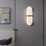 Modern Alabaster Pill Shape Wall Sconce LED Indoor Light Fixture with Natural Stone Shade