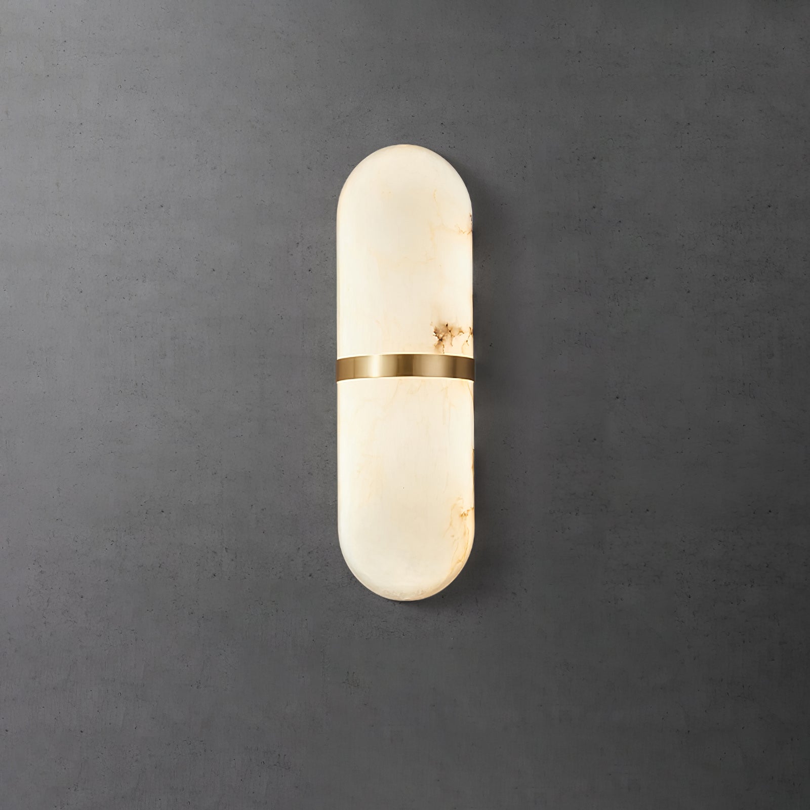 Modern Alabaster Pill Shape Wall Sconce LED Indoor Light Fixture with Natural Stone Shade