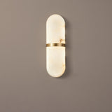 Modern Alabaster Pill Shape Wall Sconce LED Indoor Light Fixture with Natural Stone Shade