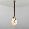 Modern Alabaster Ring LED Pendant Light with Leather Strap Detail
