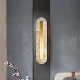 Modern Alabaster Rounded Wall Sconce Integrated LED Brass Light Fixture for Elegant Interiors