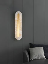 Modern Alabaster Rounded Wall Sconce Integrated LED Brass Light Fixture for Elegant Interiors