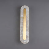 Modern Alabaster Rounded Wall Sconce Integrated LED Brass Light Fixture for Elegant Interiors