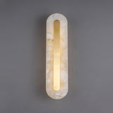 Modern Alabaster Rounded Wall Sconce Integrated LED Brass Light Fixture for Elegant Interiors