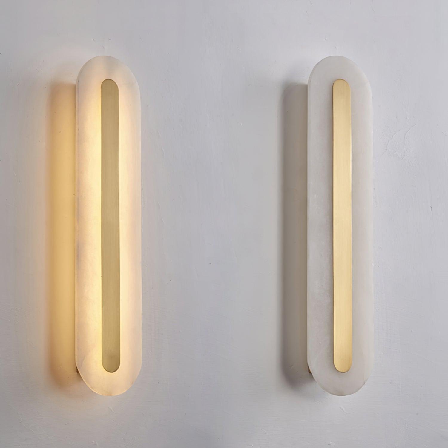 Modern Alabaster Rounded Wall Sconce Integrated LED Brass Light Fixture for Elegant Interiors