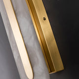 Modern Alabaster Rounded Wall Sconce Integrated LED Brass Light Fixture for Elegant Interiors