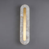 Modern Alabaster Rounded Wall Sconce Integrated LED Brass Light Fixture for Elegant Interiors