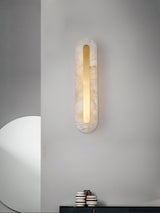 Modern Alabaster Rounded Wall Sconce Integrated LED Brass Light Fixture for Elegant Interiors
