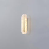 Modern Alabaster Rounded Wall Sconce Integrated LED Brass Light Fixture for Elegant Interiors