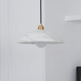 Modern Alabaster Stone Dome Pendant Light with Brass Hardware for Dining Rooms