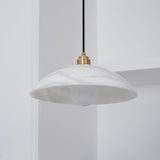 Modern Alabaster Stone Dome Pendant Light with Brass Hardware for Dining Rooms