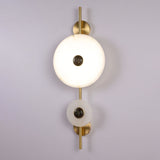 Modern Alabaster Stone Eclipse Wall Sconce with Elegant Brass Accents and Integrated LED Lighting