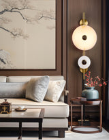 Modern Alabaster Stone Eclipse Wall Sconce with Elegant Brass Accents and Integrated LED Lighting