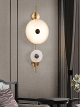 Modern Alabaster Stone Eclipse Wall Sconce with Elegant Brass Accents and Integrated LED Lighting