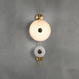 Modern Alabaster Stone Eclipse Wall Sconce with Elegant Brass Accents and Integrated LED Lighting