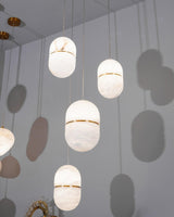 Modern Alabaster Stone LED Pendant Lamp Minimalist Art Hanging Light