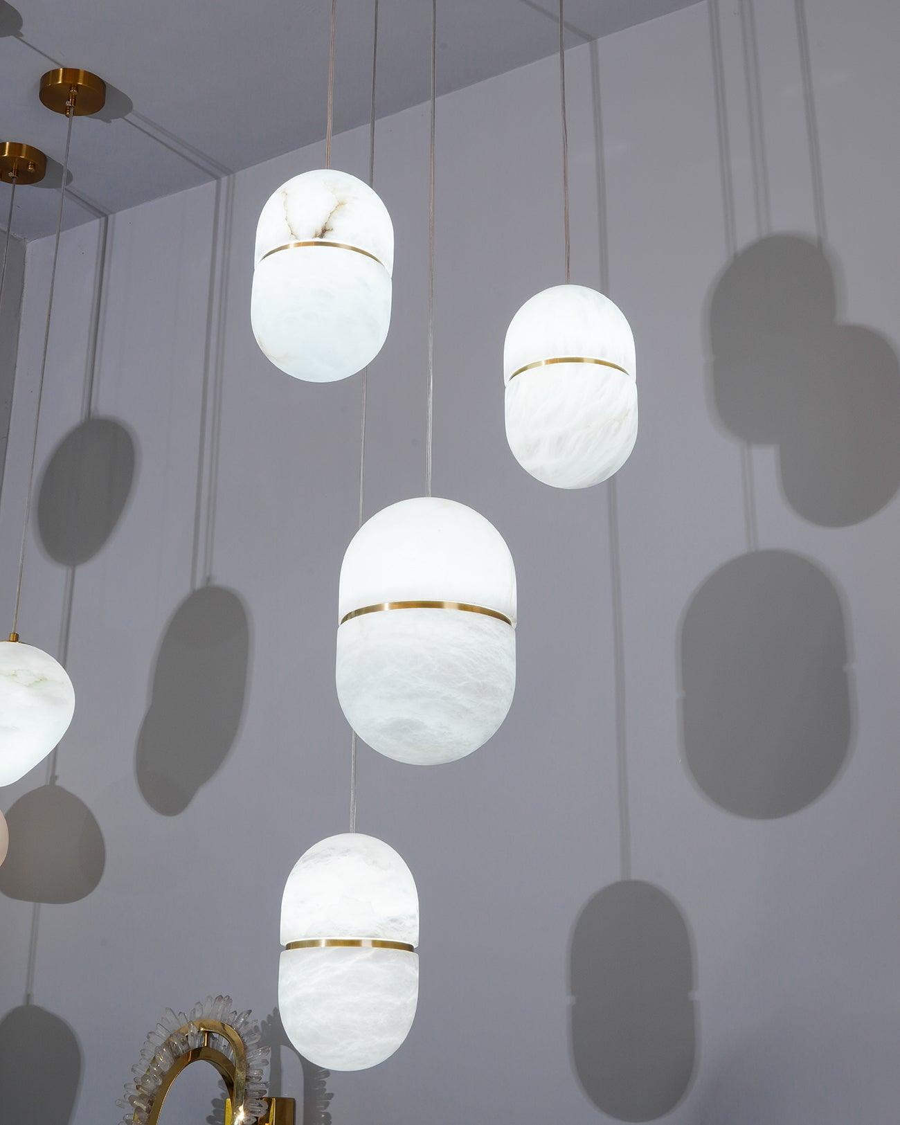 Modern Alabaster Stone LED Pendant Lamp Minimalist Art Hanging Light