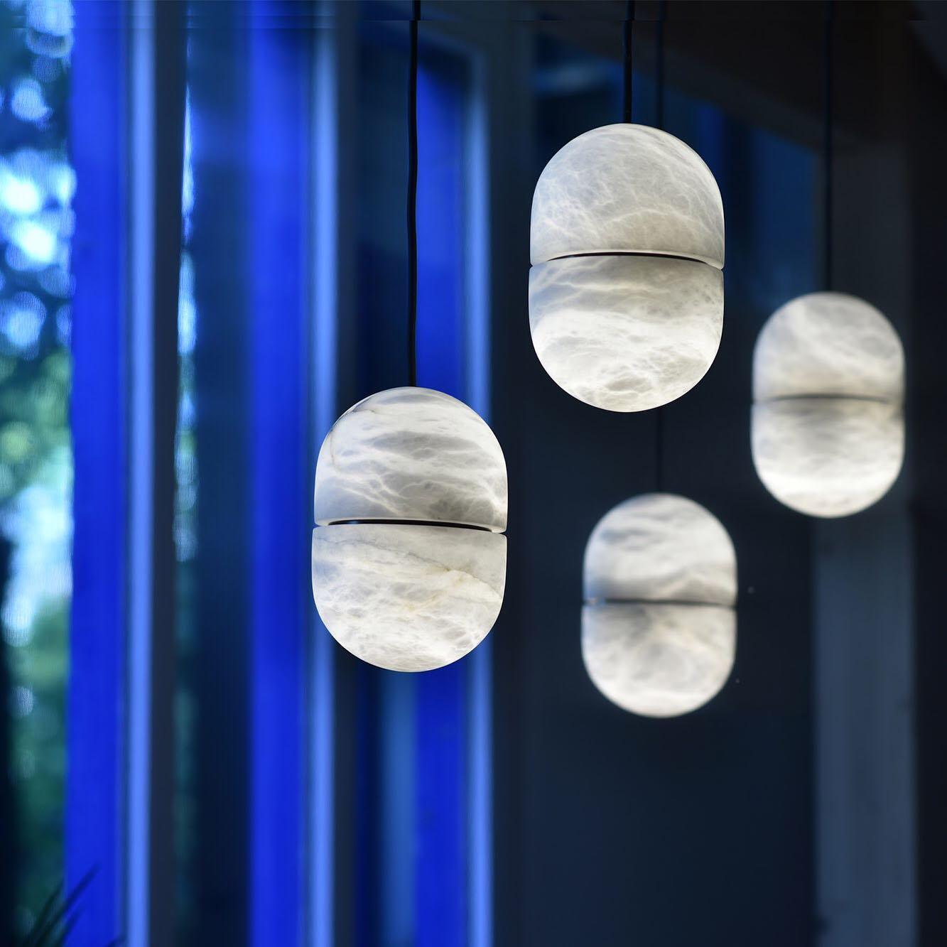 Modern Alabaster Stone LED Pendant Lamp Minimalist Art Hanging Light