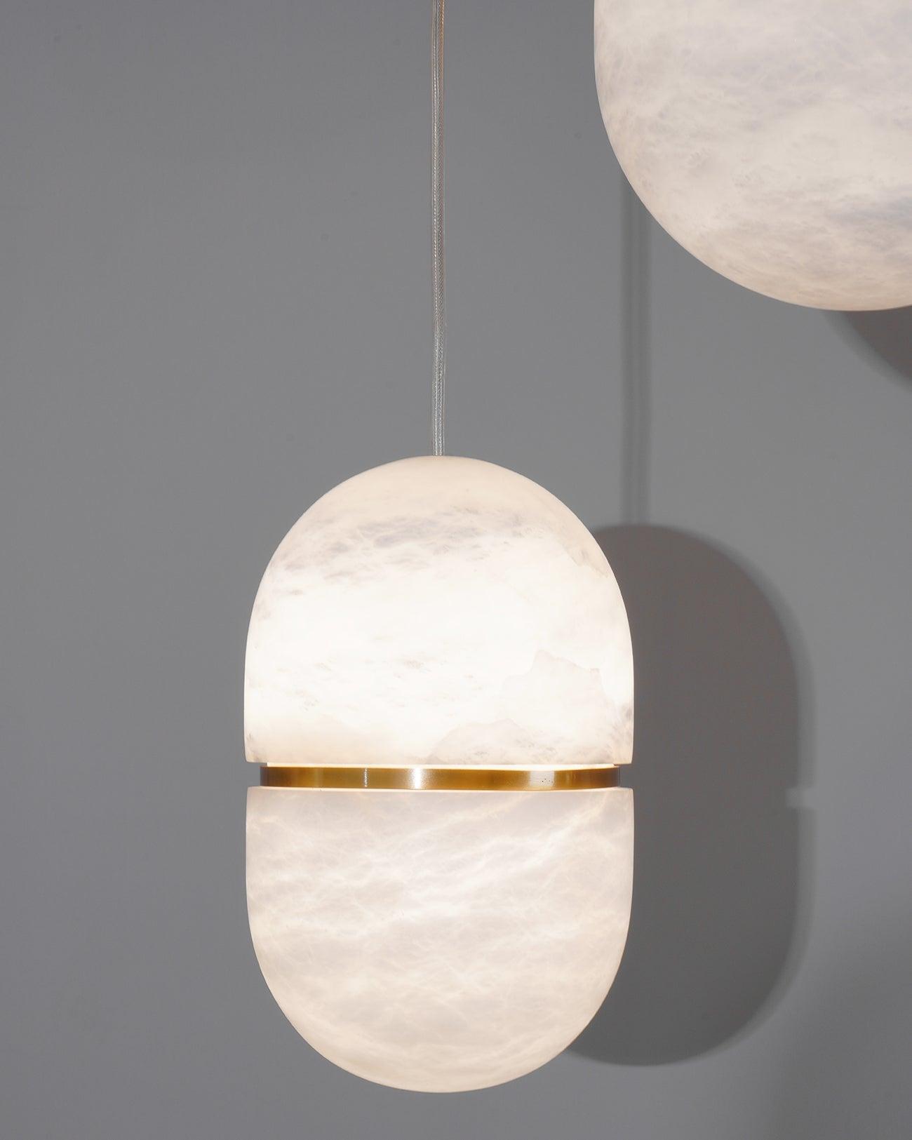 Modern Alabaster Stone LED Pendant Lamp Minimalist Art Hanging Light
