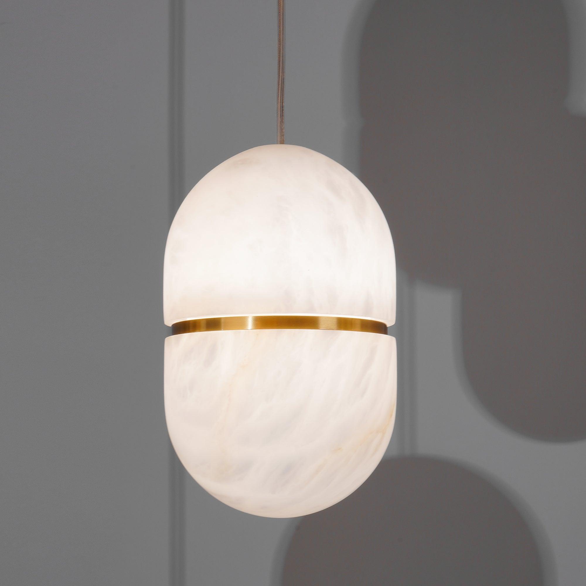 Modern Alabaster Stone LED Pendant Lamp Minimalist Art Hanging Light