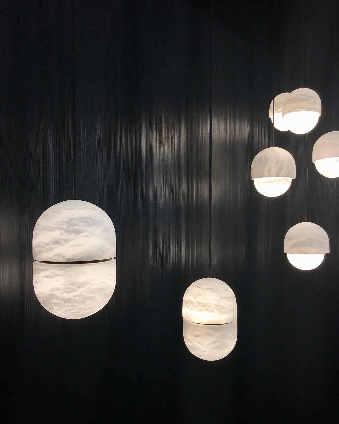 Modern Alabaster Stone LED Pendant Lamp Minimalist Art Hanging Light