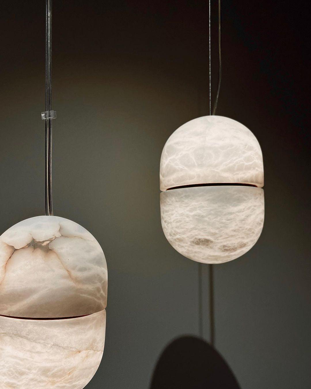 Modern Alabaster Stone LED Pendant Lamp Minimalist Art Hanging Light
