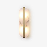 Modern Alabaster Stone LED Wall Sconce with Elegant Brass Finish Light Fixture