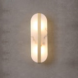 Modern Alabaster Stone LED Wall Sconce with Elegant Brass Finish Light Fixture