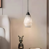 Modern Alabaster Stone Pendant Light with Spanish Marble Shade for Kitchen Island