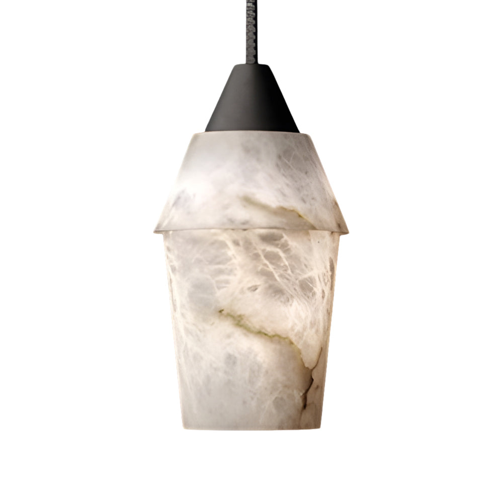 Modern Alabaster Stone Pendant Light with Spanish Marble Shade for Kitchen Island