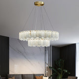 Modern Alabaster Stone Round Chandelier with Brass Accents for Luxury Interiors