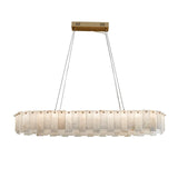 Modern Alabaster Stone Round Chandelier with Brass Accents for Luxury Interiors