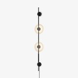 Modern Alabaster Stone Vertical Plug In LED Wall Sconce Accent Light in Gold and Black
