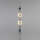 Modern Alabaster Stone Vertical Plug In LED Wall Sconce Accent Light in Gold and Black