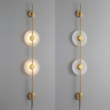 Modern Alabaster Stone Vertical Plug In LED Wall Sconce Accent Light in Gold and Black