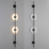 Modern Alabaster Stone Vertical Plug In LED Wall Sconce Accent Light in Gold and Black