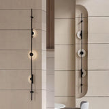 Modern Alabaster Stone Vertical Plug In LED Wall Sconce Accent Light in Gold and Black