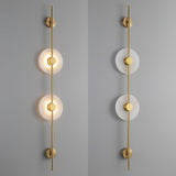 Modern Alabaster Stone Vertical Plug In LED Wall Sconce Accent Light in Gold and Black