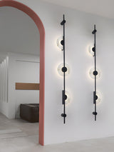 Modern Alabaster Stone Vertical Plug In LED Wall Sconce Accent Light in Gold and Black
