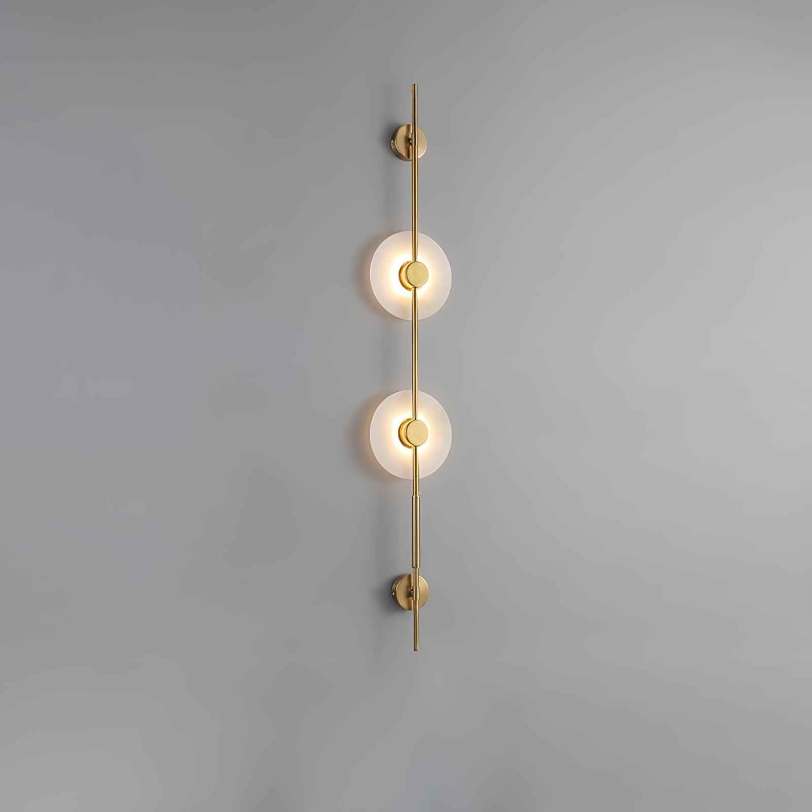 Modern Alabaster Stone Vertical Plug In LED Wall Sconce Accent Light in Gold and Black