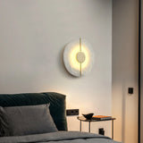 Modern Alabaster Stone Wall Sconce Elegant Brass LED Indoor Light for Hallway and Bedroom