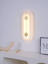 Modern Alabaster Stone Wall Sconce Elegant Brass LED Indoor Light for Hallway and Bedroom