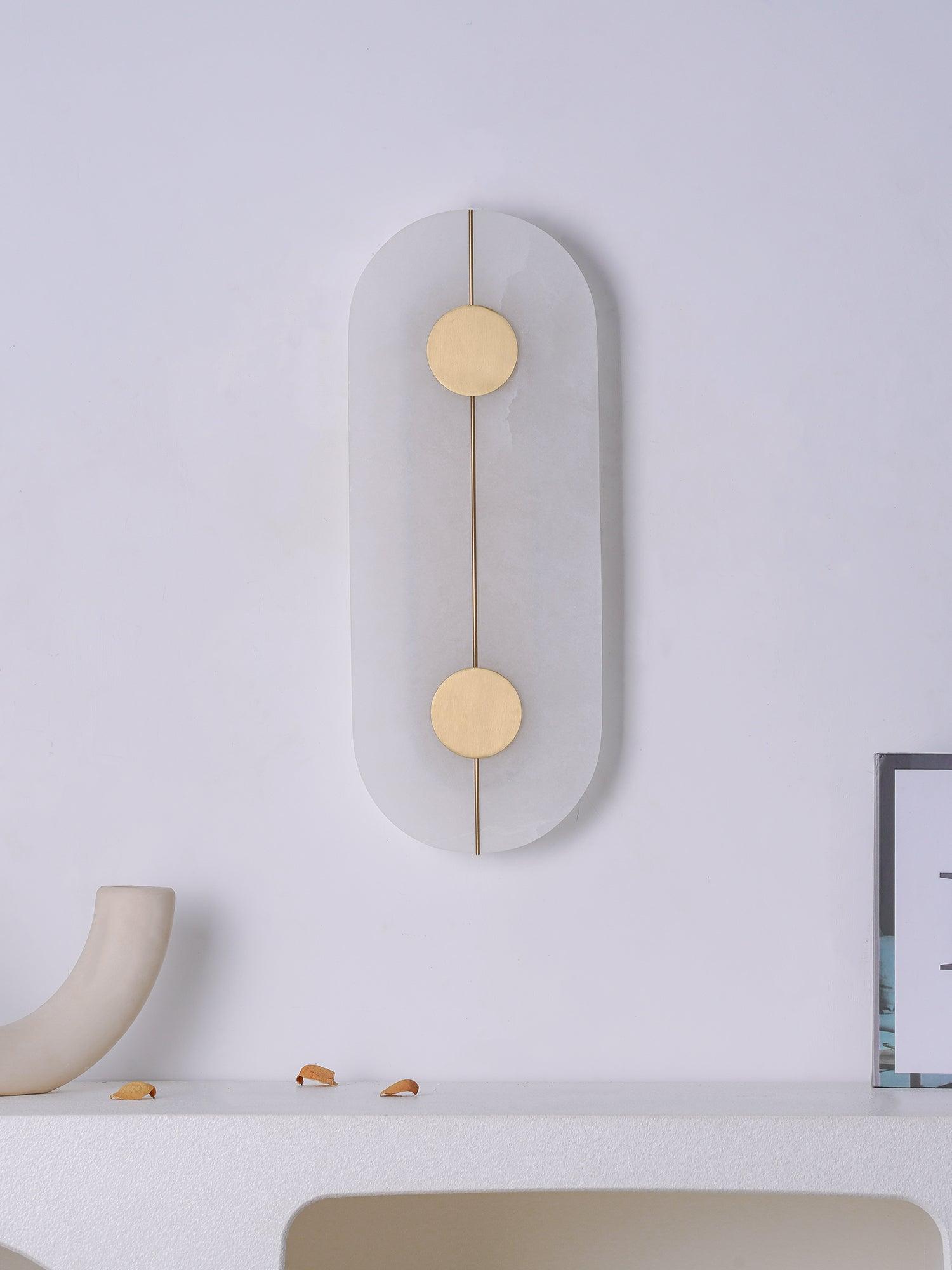 Modern Alabaster Stone Wall Sconce Elegant Brass LED Indoor Light for Hallway and Bedroom